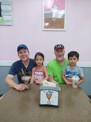 Birthday cake Sunday and Cookies & Cream Milkshake. And an early very happy Father's Day.