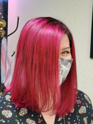 Beautiful pink with a shadow root, by Sandra!!