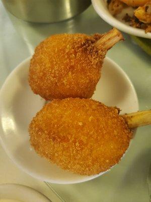 fried chicken ball with cane sugar stick