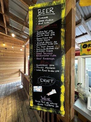 Booze menu