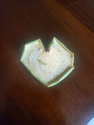 Got an apple heart in my granny smith apple bag!