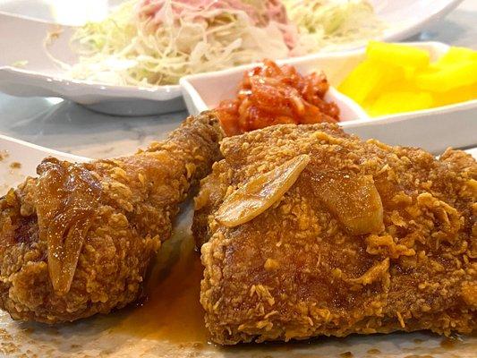 Soy fried chicken from Chicken Time. Hot fresh, crispy & yummy garlic coating. Place your order on the East side of the food court.