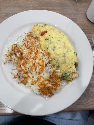 Vegetarian Omelette with hash browns