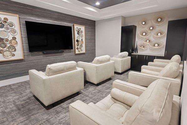 Private screening room for movie night or sporting events