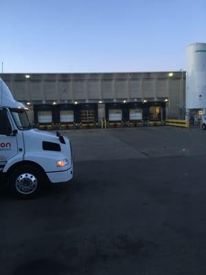 A view of the dock doors from my truck