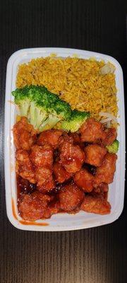 General Tso's with chicken fried rice.