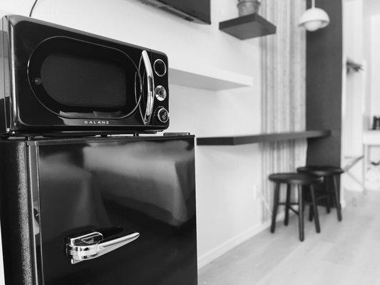 enjoy a mini fridge, microwave and brand new smart tv's in each of our rooms