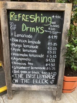 Various lemonade drinks