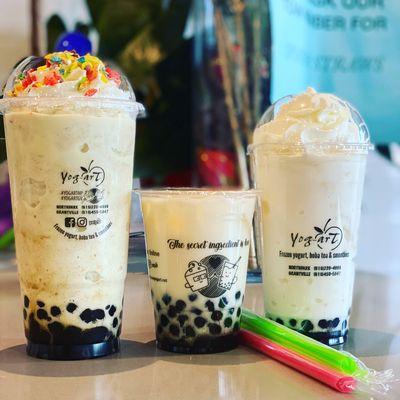 ALMOND FAMILY-----Pischio almond frozen blend, almond milk tea & almond frozen blend.