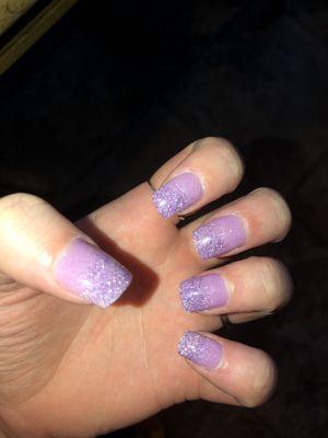 Ombré glitter powder dip nails