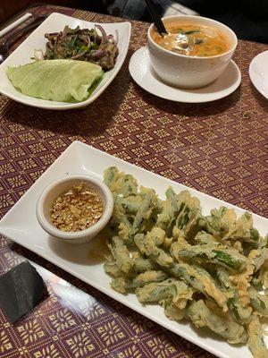 Nam Tok Salad, Po Tak Soup, fried green beans