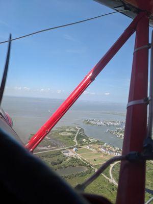 View from the front cockpit of the Galveston bay area!