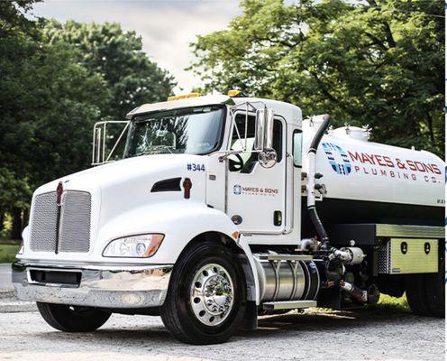 Sewer clearing Jet truck of the Mayes & Sons Plumbing fleet.