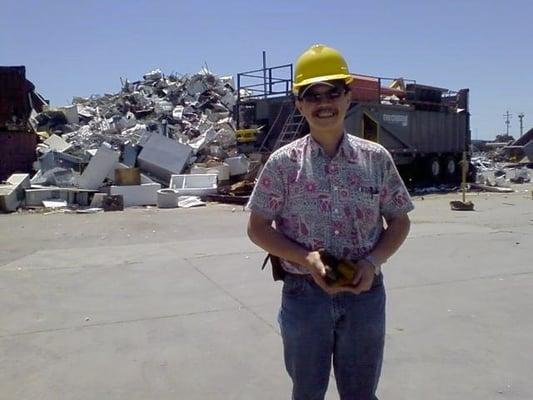 A mountain of recylables behind me!