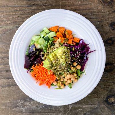 We have vegan options! Try our GF Summer Buddha Bowl!