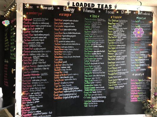 Loaded Tea Menu