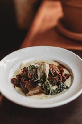 Beef Short Rib on a bed of grits