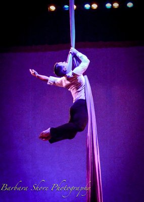 Joe in silks @Host of Sparrows Aerial Circus!