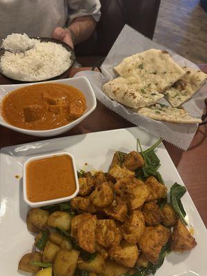 Chicken tandoori (bottom) & chicken tikka masala (top)