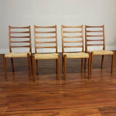 Svegards Markyrds Swedish teak ladderback vintage dining chairs