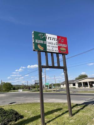 Sign of the restaurant.