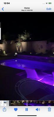 Pool with lights at night