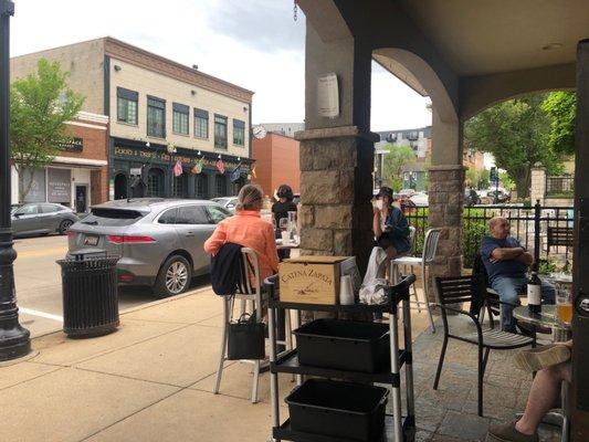 Porch area on a rainy Sunday afternoon at Cellar Door