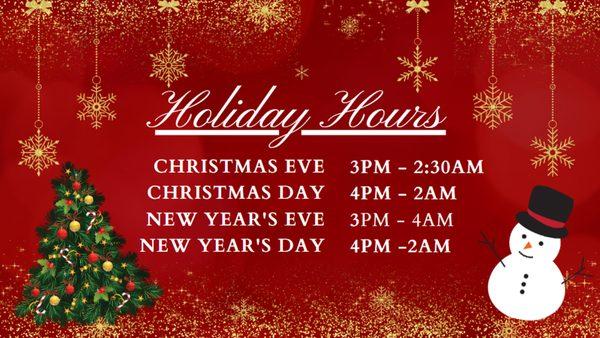 Holiday Hours - 2022