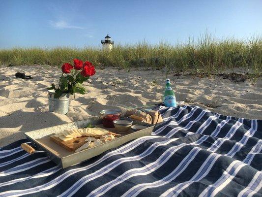 Gourmet picnic at Lighthouse Beach in Edgartown, Martha's Vineyard. - Food Minded Fellow