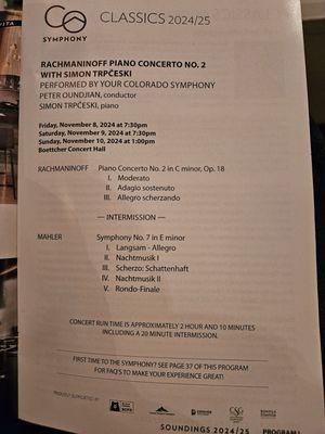 Today's concert: Rachmaninoff Piano Concerto #2 performed by Simon Trpceski and Mahler Symphony #7