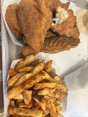 Tenders and cajun fries