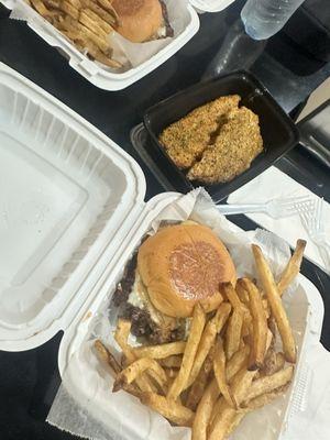 Double Smashed Burger Smashed Combo with Lemon pepper 2 Jumbo Tenders