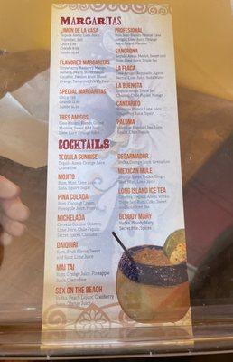 Cocktail menu