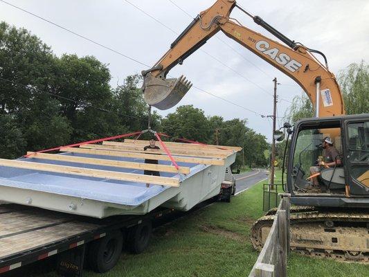 Unloading Latham Corinthian pool