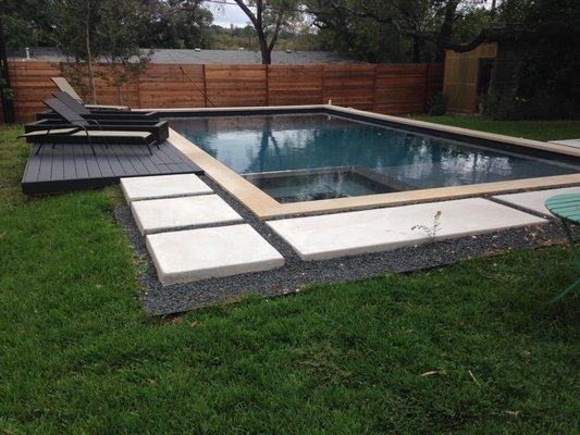 New pool in backyard of Travis Heights home.