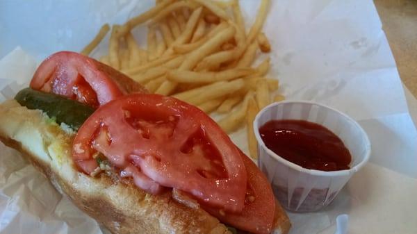 Hot dog and fries