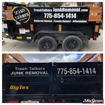 2 - 8ft long signs for our trailer, plus vinyl lettering for the back.