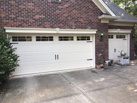 16x7 and 8x7 Cottage Style Hörmann Garage Doors installed at a customers house in Mint Hill, NC