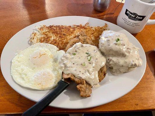 Country Fried Steak with added Biscuit & Gravy