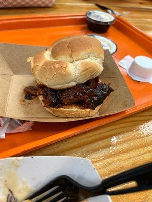 Brisket burnt ends sandwich