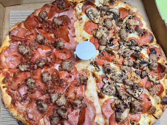 Half & Half pizza: All Meat & Garlic Lovers