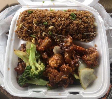 General Tso's Chicken with fried rice.