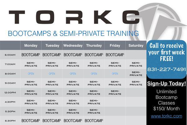 Schedule for Semi Private and Bootcamps