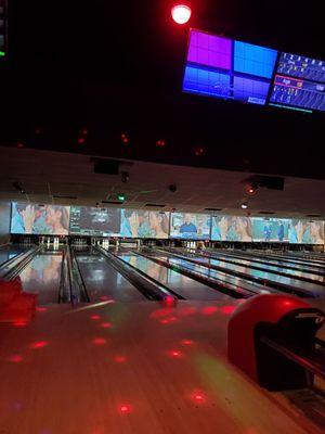 Lights and music while bowling.