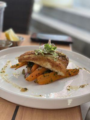 Fish with the best carrots you'll ever eat and a magical potato cake