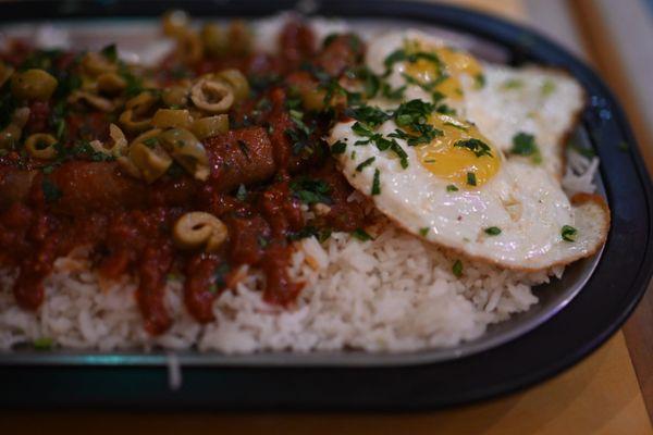 Lamb sausage tagine with rice