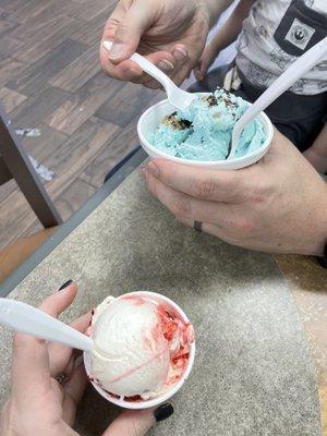 Cookie Ice Cream and Strawberries and cream Ice Cream