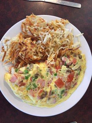 Factory 3-egg omelette with hash browns