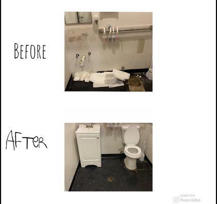 Changed a toilet and vanity.