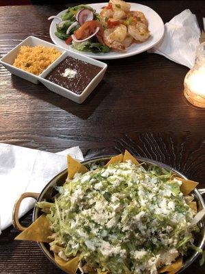 Shrimp special and nachos